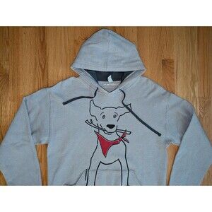 Marushka Classic Hoody Fetch Handprinted Fleece Hoodie Medium Dog Striped Grey